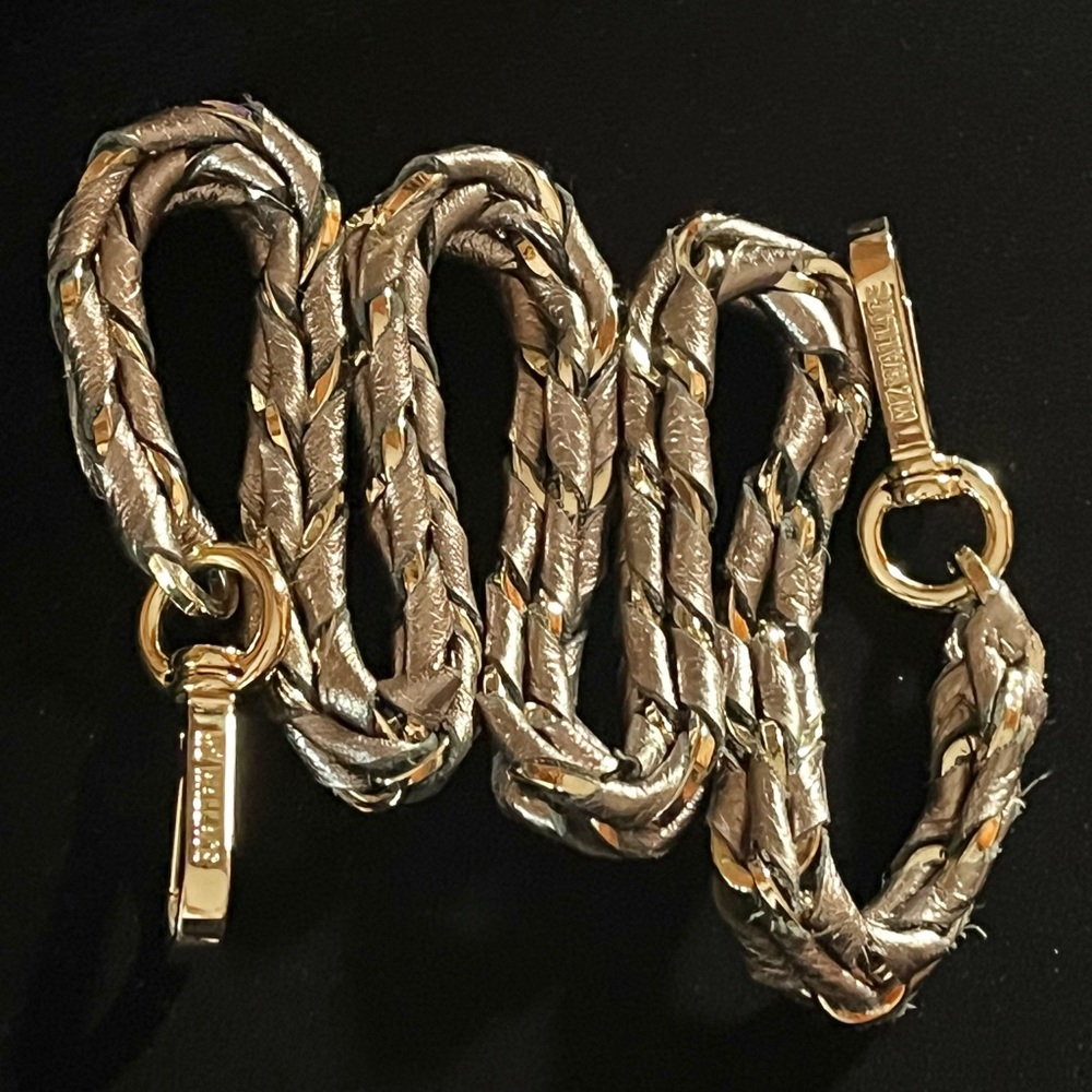 M. Z. Wallace Metallic Leather & Gold Tone Replacement Chain Strap